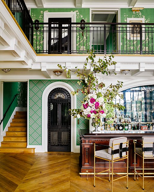 The bar of a Sonoma, CA, lake house designed for a family of five.
